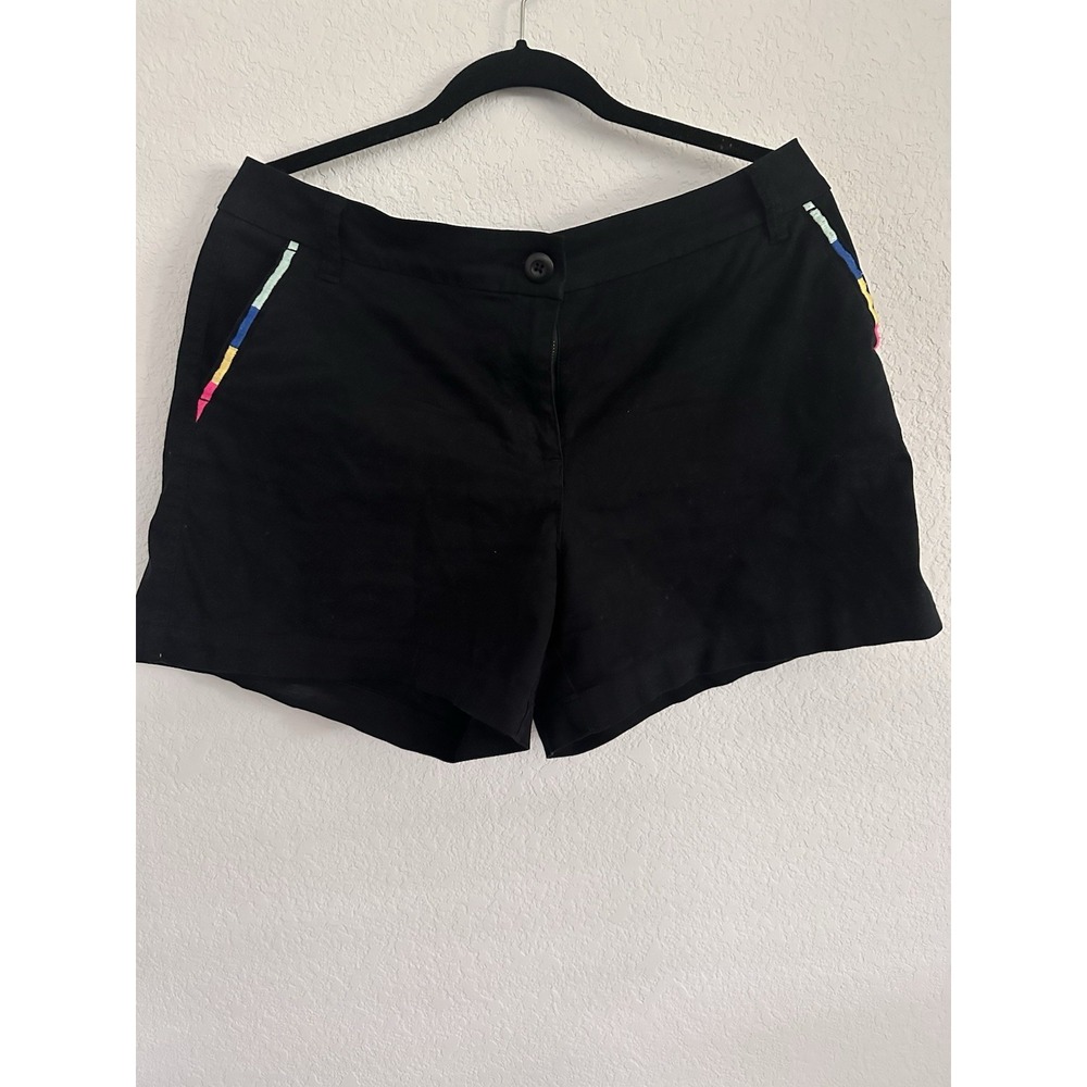 Crown & Ivy Women's Chino Shorts Navy‎ Solid Size 12 Button Flat Front